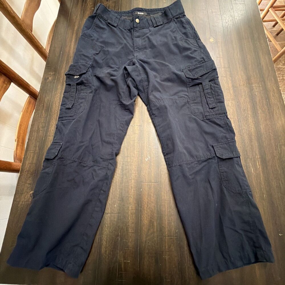 5.11 Tactical Tactile Pro Pants Men 36x32 actual  32x29 Navy Blue Ripstop Cargo